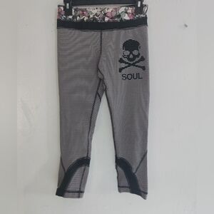 Soul Cycle Striped Skull Print Leggings